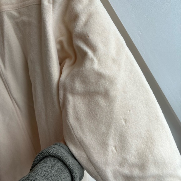 VNTG LL Bean white Wool Jacket Hooded Zip Up Toggle Closure Thinsulate Lining 16 - Picture 15 of 16